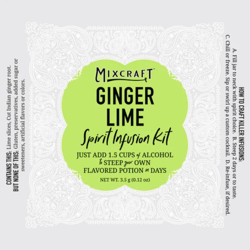 MixCraft Spirit Infusion Kit - Premium Craft Cocktail & Mocktail Mixer< Glass Bottle, Collapsible Funnel, Flavor Pouch & Recipe, Ginger Lime - Image 2